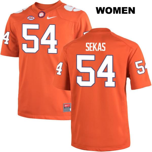 Women's Clemson Tigers #54 Connor Sekas Stitched Orange Authentic Nike NCAA College Football Jersey GRJ6846ZO